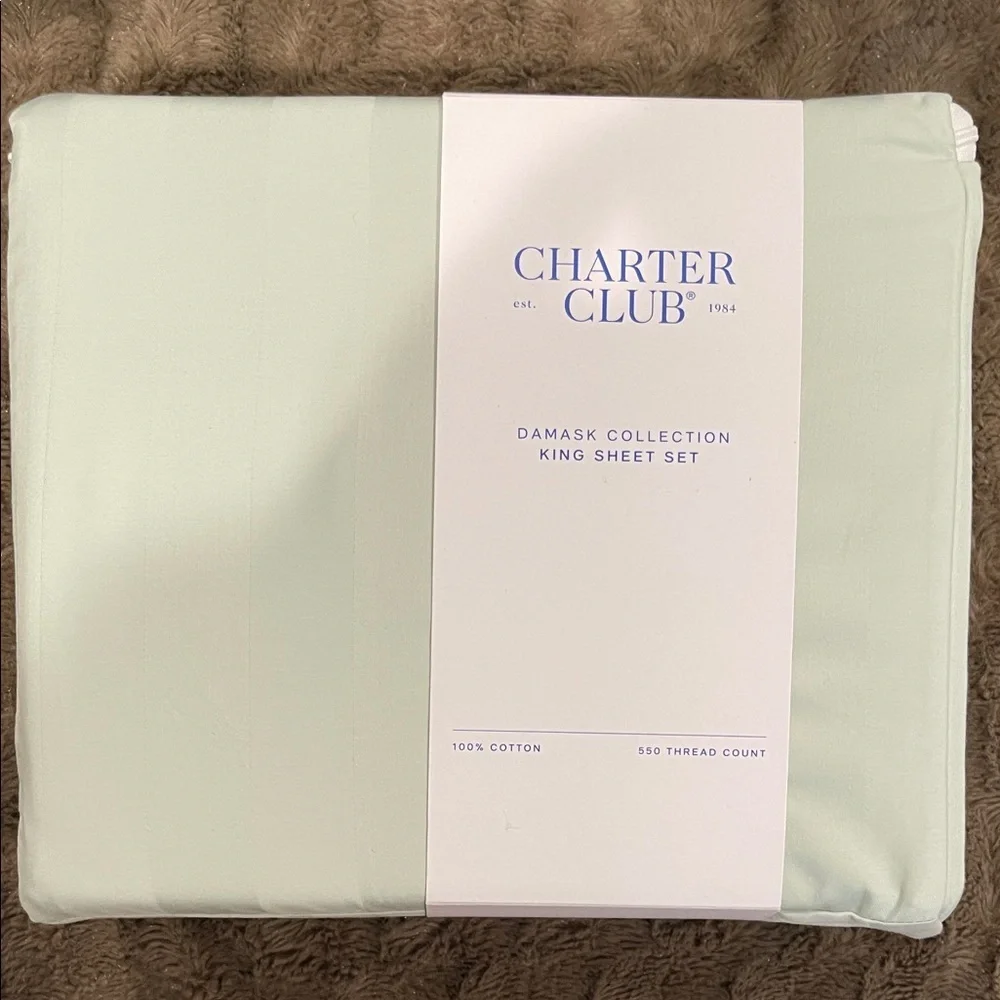 Charter Club Damask Collection King Sheet Set - Light Green 100% cotton